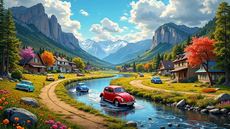 Infused with Romantic Surrealism and Dynamic Art, this artwork launches viewers into a vivid exploration of the minds ever-changing landscapes. The striking union of urban vibrancy and natural serenity encapsulates a world that feels alive, bursting with e...