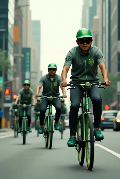 Green bike delivery team 