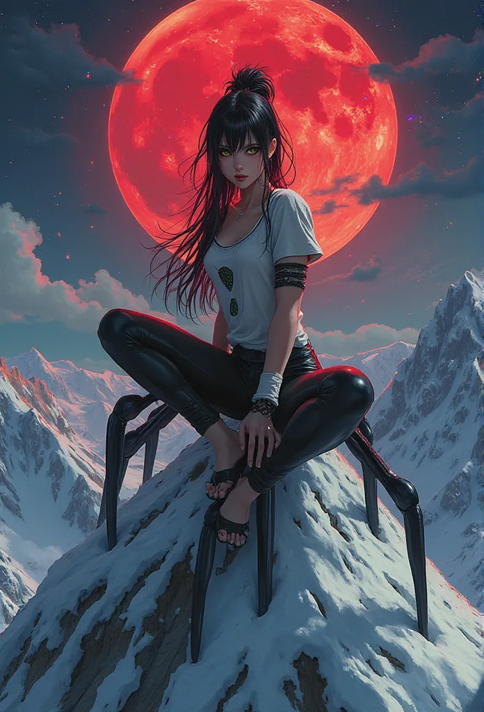 animation style 2 .5d manga niji6 strong traits oil ink art super details in art bulma spider girl in t-shirt ripped blouse zexy...