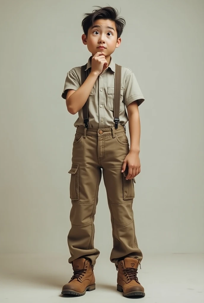 A realistic photo of a worker with a thoughtful, slightly confused expression, wearing work attire and a neutral background. The worker should look like they are considering or questioning something, with a gentle facial expression. Add a gradient overlay ...