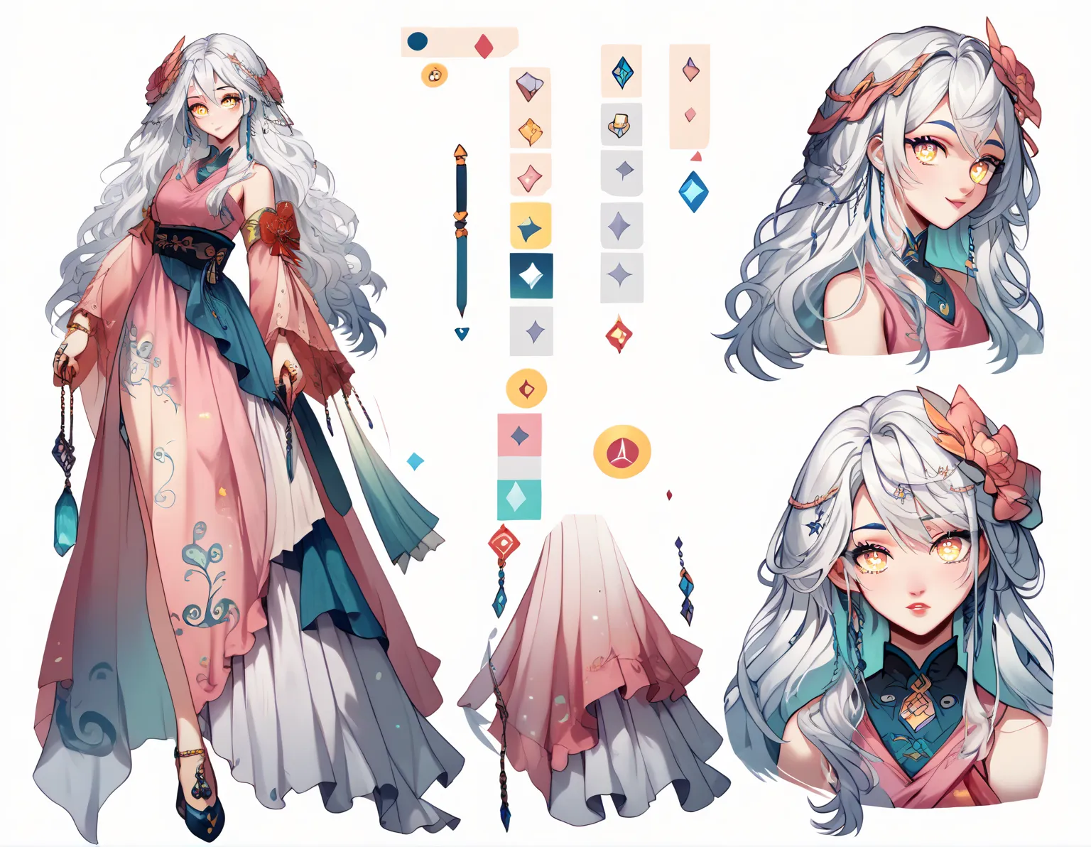 the model is a girl(( masterpiece, highest quality)),  character sheet,  turn around, vtuber-whole body, whole body, detailed fa...