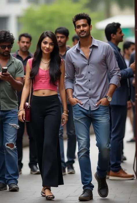 Sri lankan 23 years old prince devnath in old money casual dress in public appearance he has tan skin (he is more handsome ) with his girl friend poornika , paparazzi taken photos 