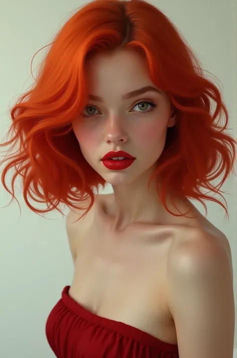   A girl with red hair and red lips