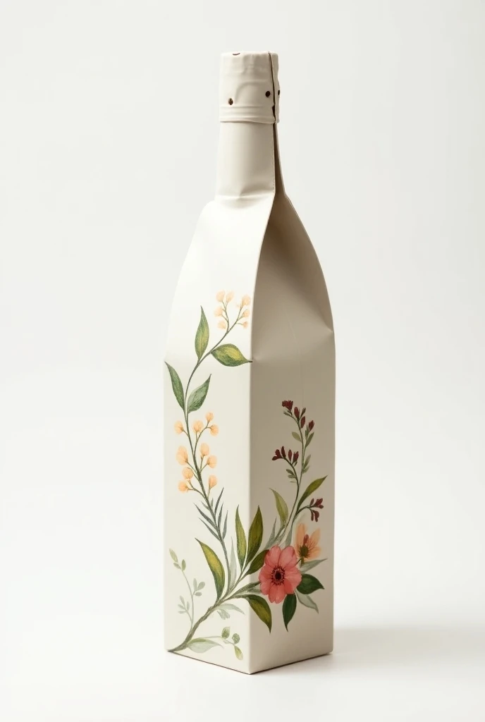 a wine bag , sophisticated,  inspired by Henri Rousseau realistic details white background, apenas uma Caixa com detalhes de folhas silvestres delicado e sophisticated inspirado no quadro Surpreendido!  by Henri Rousseau pretty box 