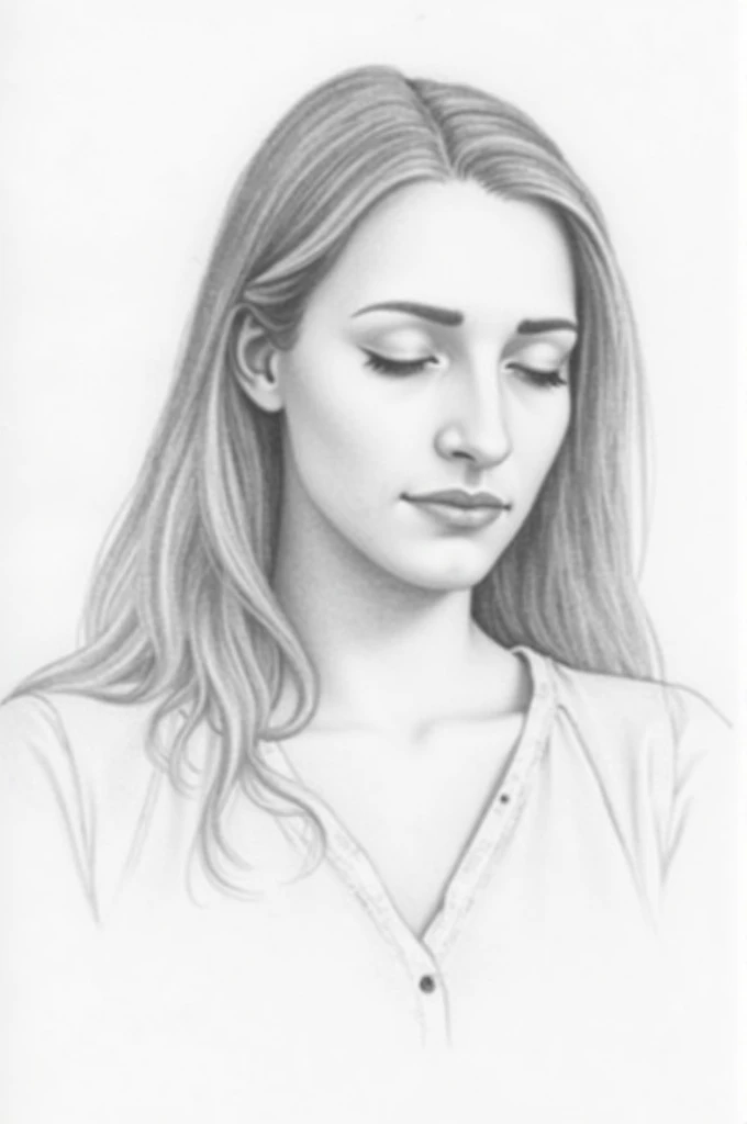 Draw a pencil drawing , simple,  of the bust up of the deceased Gloria Maria, 