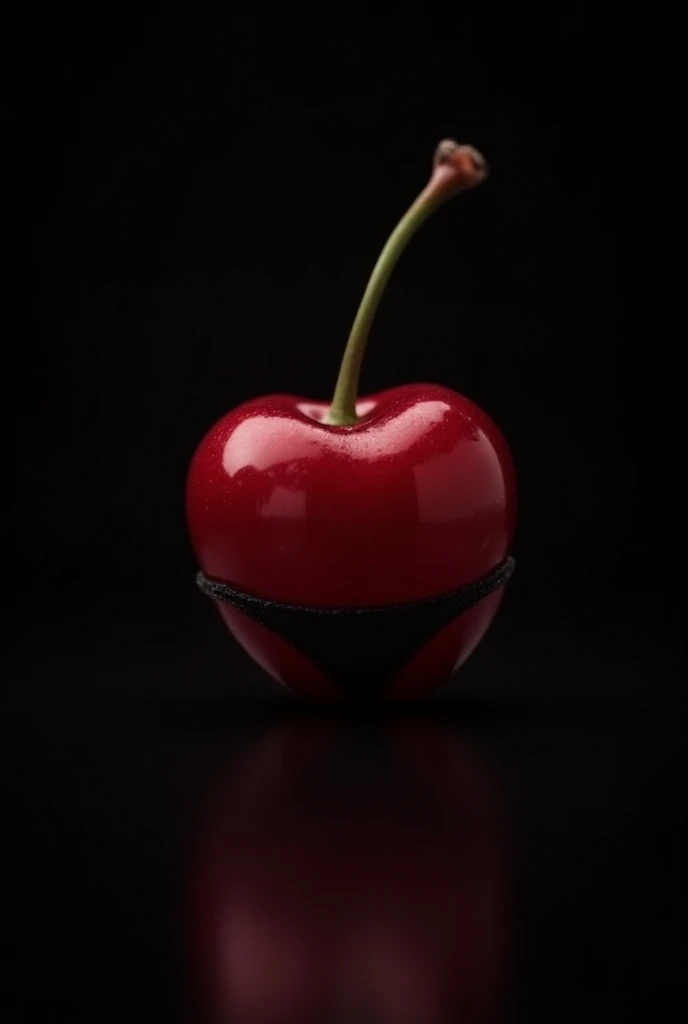 ((cherry)), ((hot)), ( black background ), con una tanga puesta la cherry 