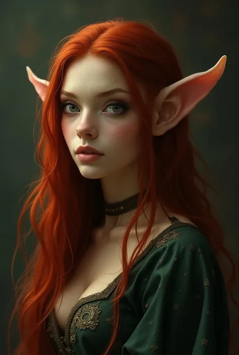 Ogra young woman with red hair and with ears like Shreks