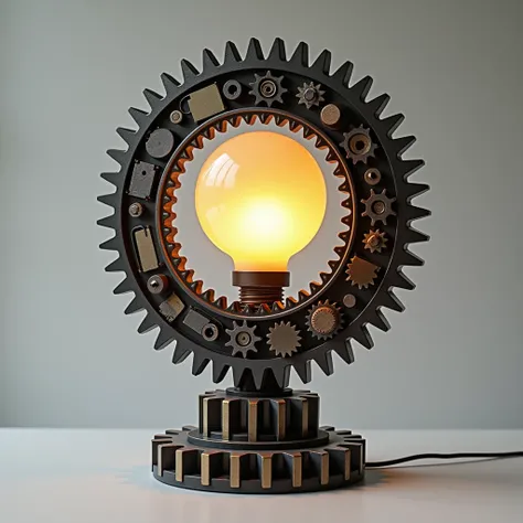 image in drawing, Half lamp ,  half gear
