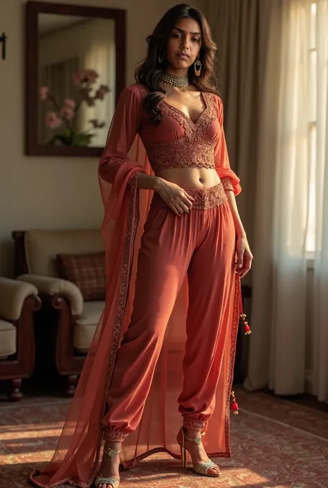 woman in home wearing Sexy Womens Solid Straight Kurta with Pant & Dupatta|Kurta Pant Set with Dupatta, curvy model, beautiful model girl, perfect body, sexy girl, wearing tight shirt, lovely woman, brown hair and a perfect body, very attractive and beauti...