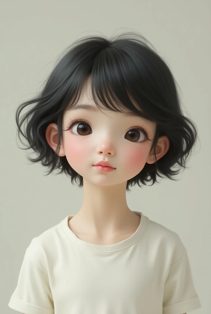 Girl with short lump hair Fair skin 