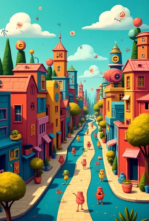 a colorful town inhabited by numbers