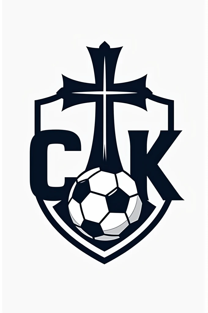 A soccer team logo with letters CTK and cross with soccer ball 