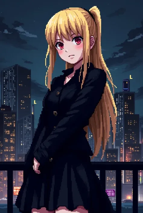  draw pixel art , 384×224 pixels ,  where Misa Amane from the anime Death Note will be drawn