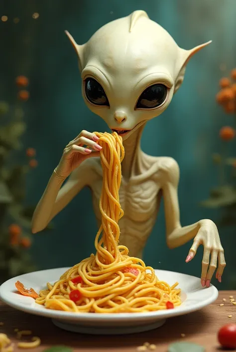 Alien eat pasta