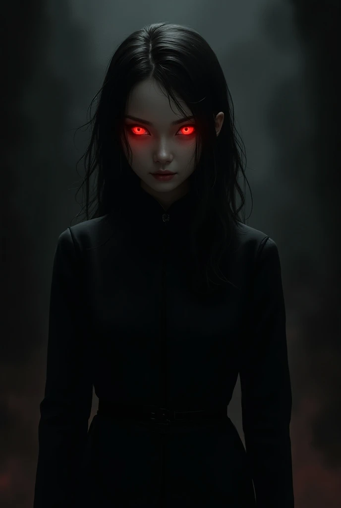 A red-eyed girl wearing a formal outfit
