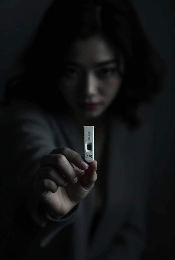  Make an image of a cover of a written book " An Unexpected Love " based in Korea ,  with dark shade as an anonymous ,  the girl holding a pregnancy test, The sexiest color in black and white  