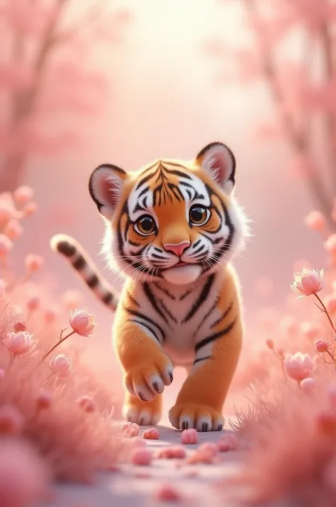 Baby tiger movie with pale pink color