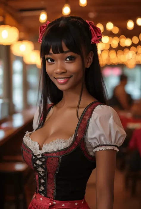 dumb ebony teen with a slutty smile on her first day at work as a free-use maid