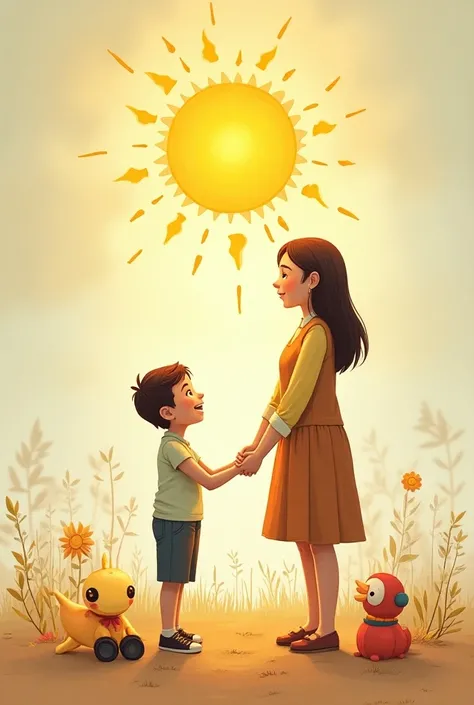 Chapter 5: Anxiety 

Image Description :  A  and an adult holding hands ,  with the adult offering a welcoming support .  Around the  ,  simple designs of toys and sun ,  with the adult radiating a protective and welcoming energy to transmit security .