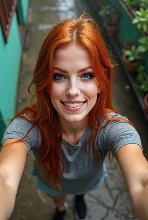  SeaArt Bot
Txt2Img
Studio
 
Beautiful 22 year old girl with long reddish hair,  green eyes,  slim build , and big smile , taking a selfie, from above, capturing her whole body ,  on the terrace of a house , under the rain una tarde, in a humble neighborho...