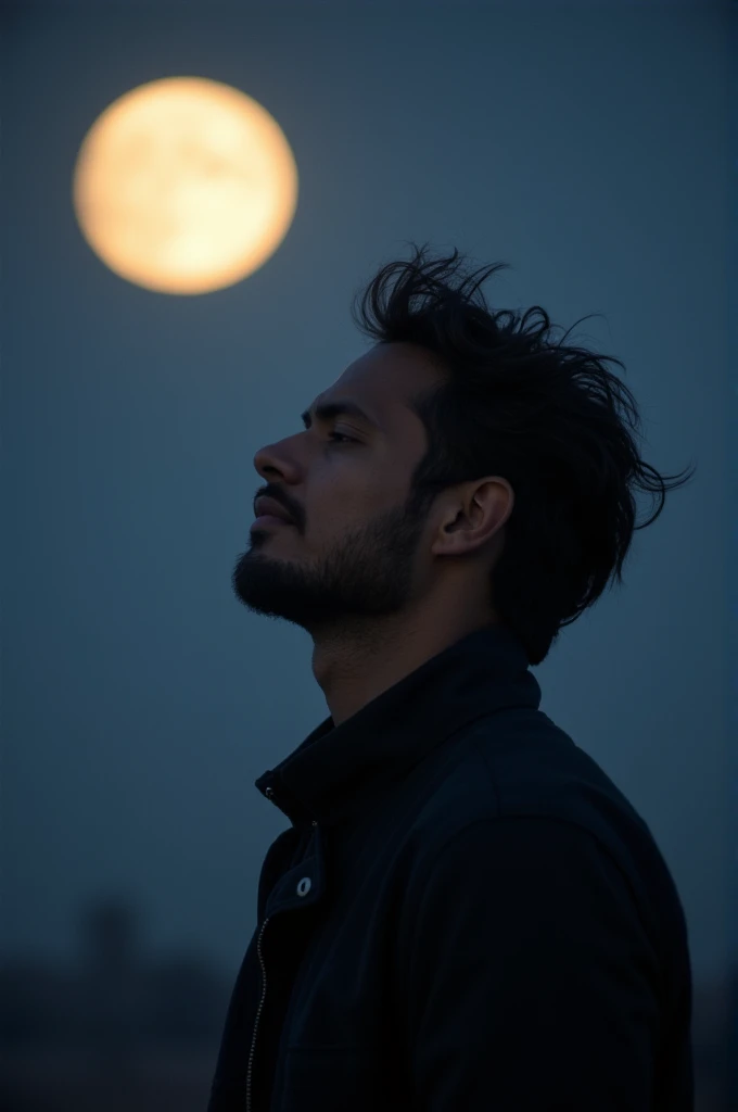 Beautiful man in the moonlight