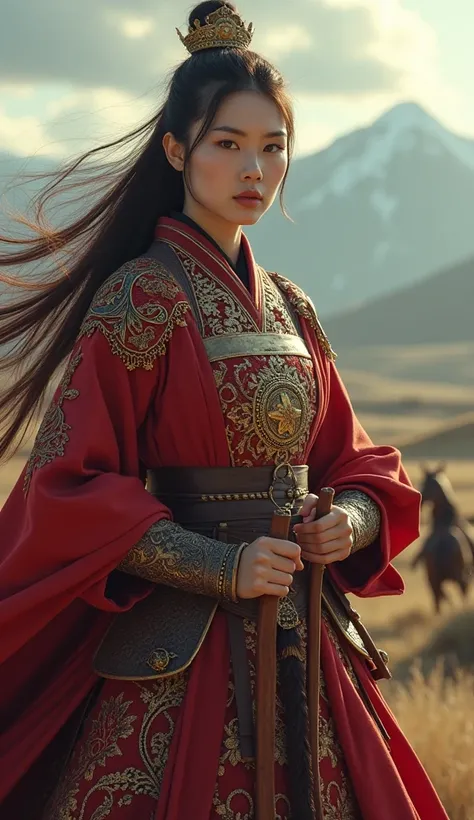 4K HD IMAGES : "The Extraordinary Warrior Princess" – Depict Khutulun in battle attire or riding a horse, showcasing her warrior persona.
