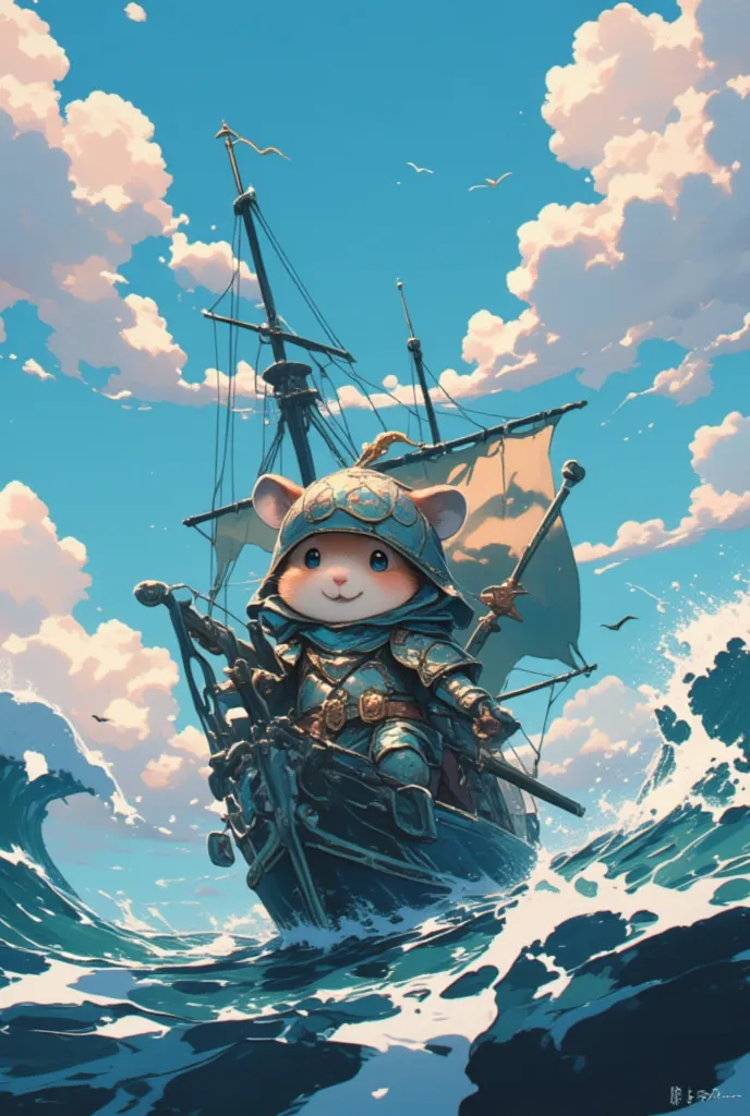 set adrift upon the endless blue where the horizon kisses the sky, a seafaring hamster embarks upon a legendary voyage across th...