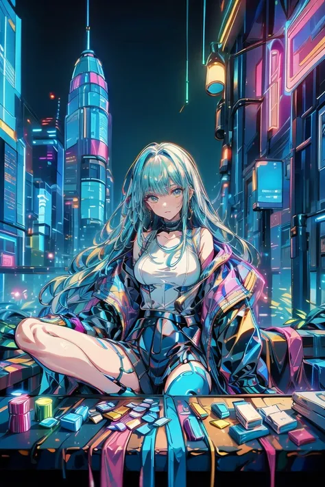  Cyberpunk ,Buddha,AI,Abstract,neon,card gamer
