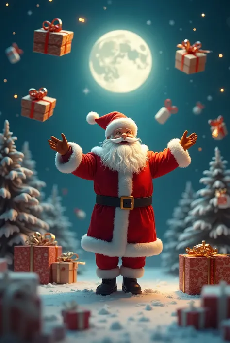 Santa Claus with moving gifts 
