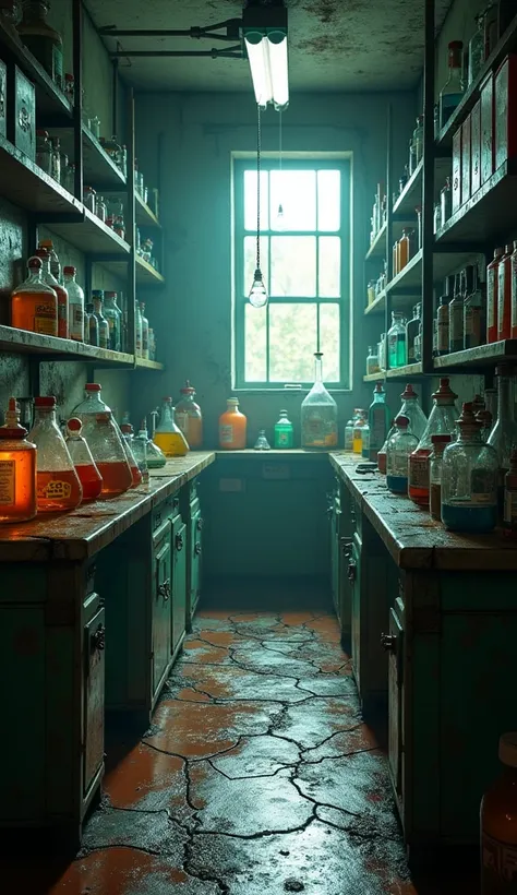 Images of a toxic room full of chemicals dangerous to humans