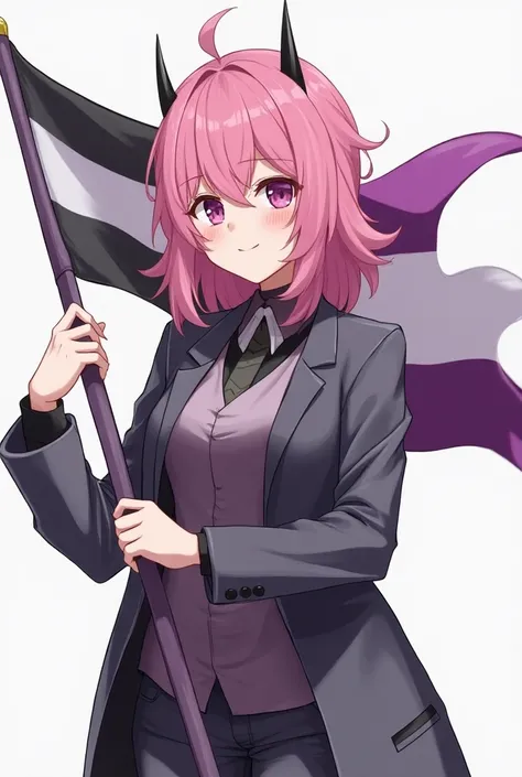 zero two character holding an asexual flag (profile picture)
