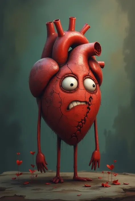 Sad and dirty heart cartoon image 