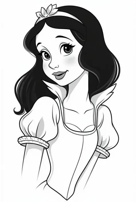 Generate a drawing of Snow White black and white image 