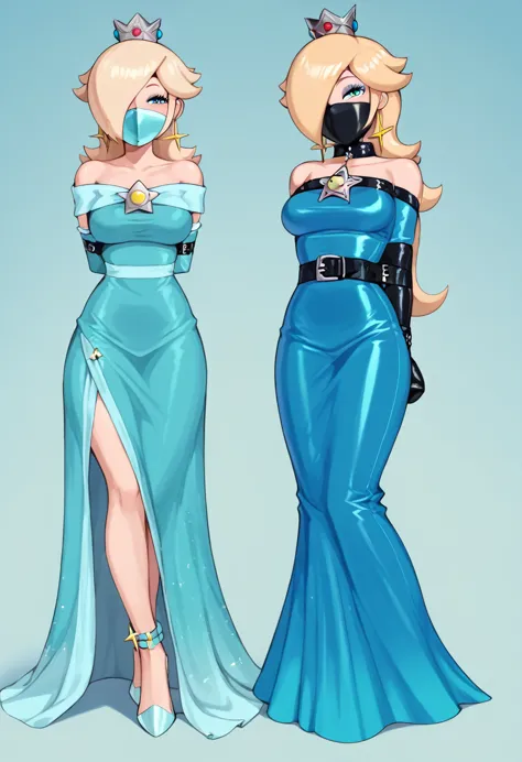 score_9, score_8_up, score_7_up, 1girl (rosalina, from super mario lore, , rosalina_starrynightdress, dark blue long party dress...