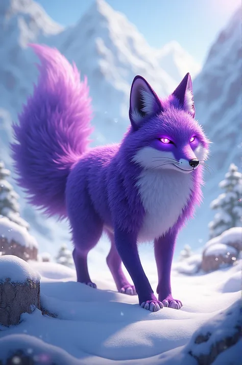 Create a fox in the snow written in purple Fox Rpg
