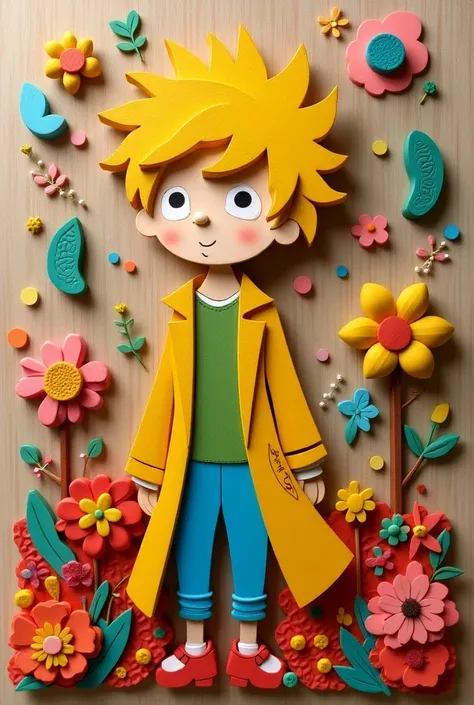 Picture made of colored pieces of wood pasted on mdf board
Depicting the hero from the book The Little Prince. There can be fairy-tale elements and in color  