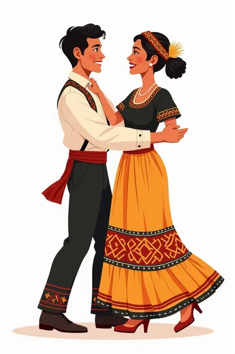 couple ( man and woman ) Dancing Forró with typical Northeastern clothes in cartoon style, with white or transparent background 