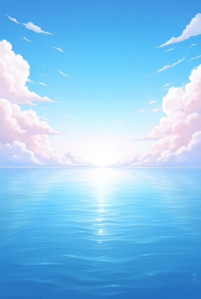  very nice sky accompanied by the sea, with an anime aesthetic 