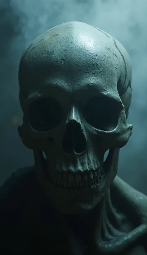 a dark mysterious skull, dark fantasy creature, intricate detailed skull, ominous mystical atmosphere, fog and mist swirling around, occult and mysticism, dark and dangerous mystical background, exact detailed anatomy of the skull, realistic photorealistic...