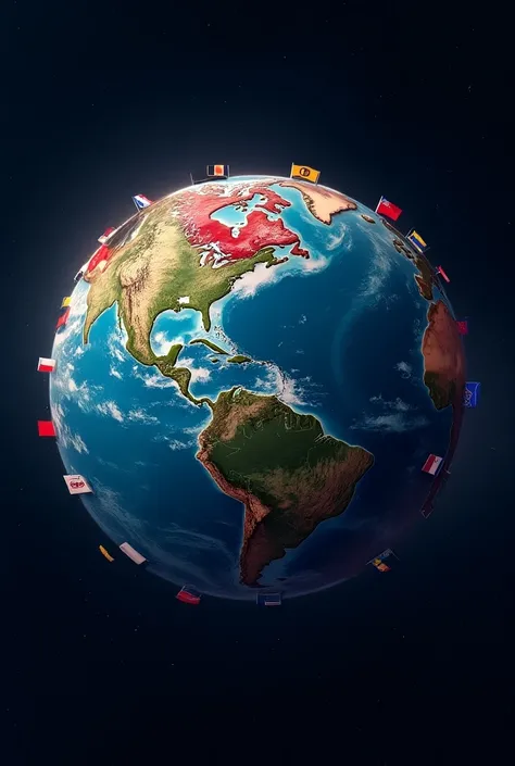 Planet Earth with countries flags