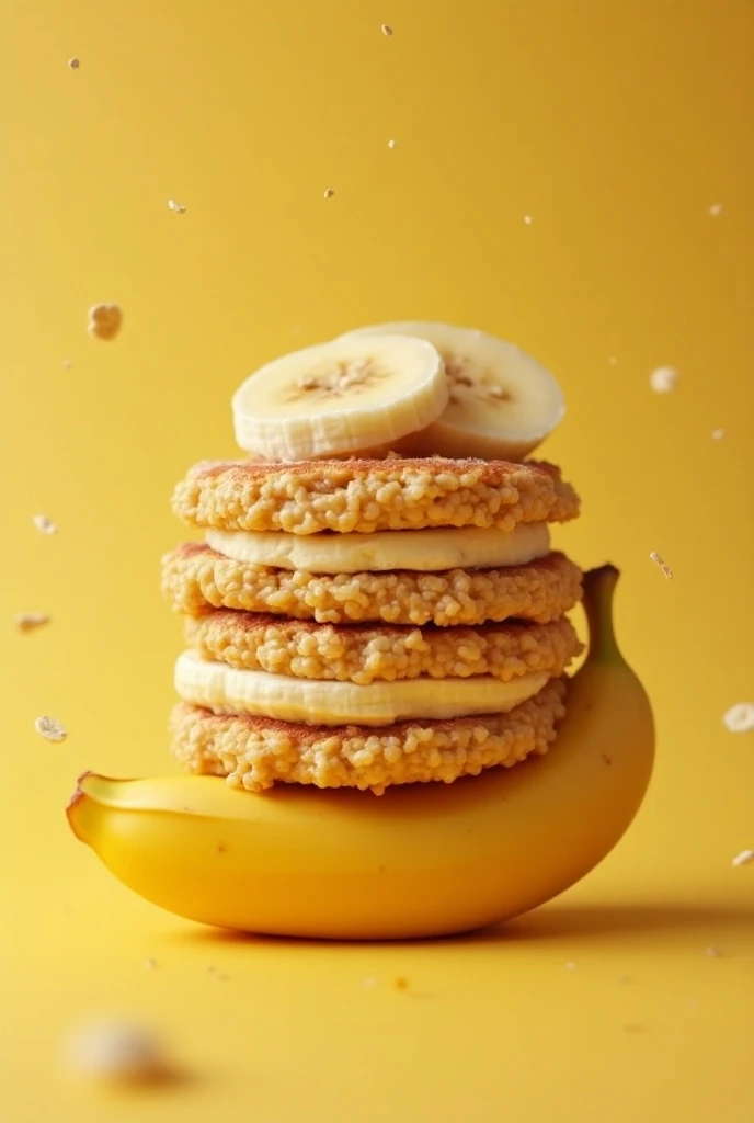 Create me an animated oat and banana patty logo image with the name Natural Crust,  with HD quality and that you can see the patty Oatmeal and the banana, Give me an animated one and another realistic image 
