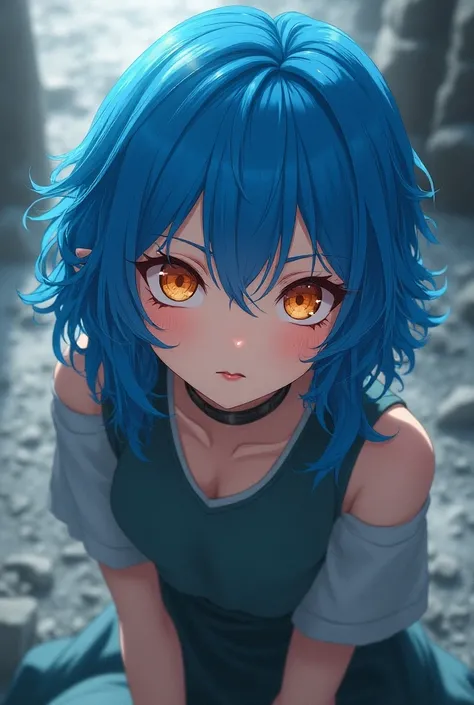  Blue-haired and orange-eyed anime

