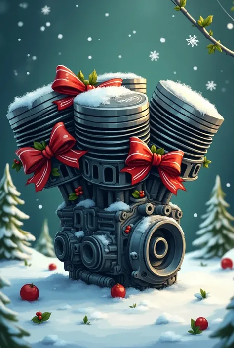 Christmas style logo type engine pistons 