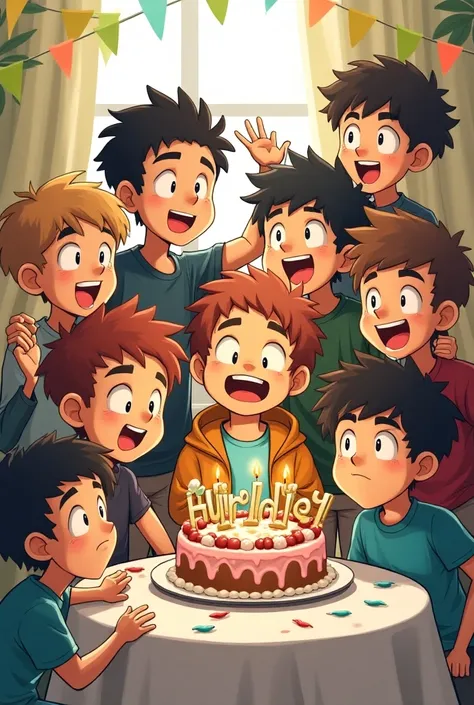  manga garçons avec message joyeux anniversaire Dwayne. 