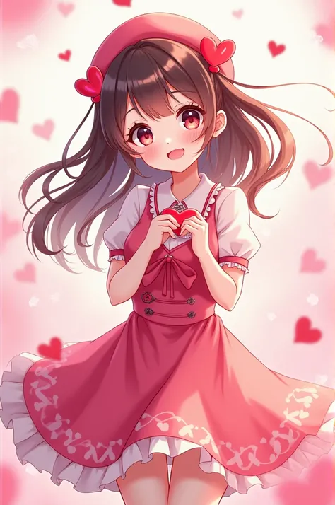 Anime girl dressed with a heart