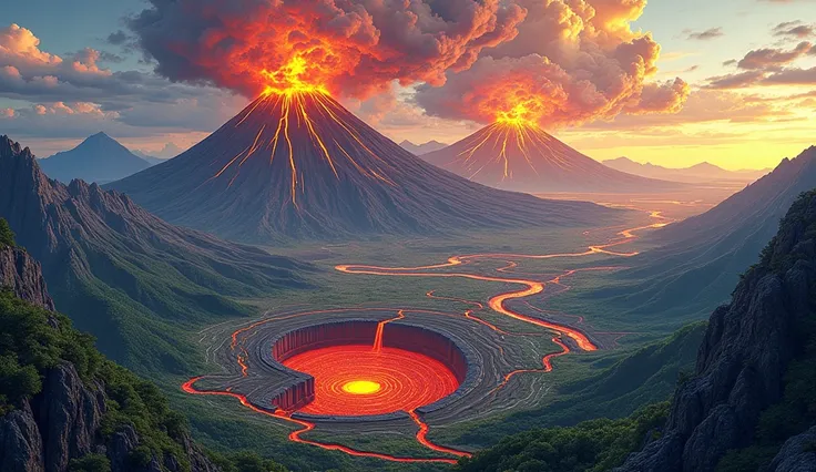 Supervolcanoes : nature, eruptions .  Comic style wallpapers in 4k resolution

