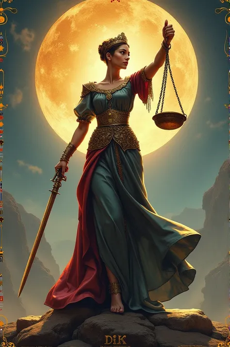  A poster about law with balanced justice and medieval style 
With the phrase 
“Build a Future of Justice! 
Law is for those who want to make a difference .”