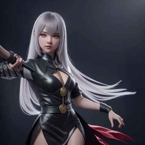 Series girl, A dynamic ninja girl in a white phoenix patterned gold ninja outfit, กางเกง, กระโปรง, ถุงน่อง, dynamic action pose, beautiful detailed eyes, beautiful detailed red lips, extremely detailed eyes and face, long eyelashes, detailed ninja outfit, ...