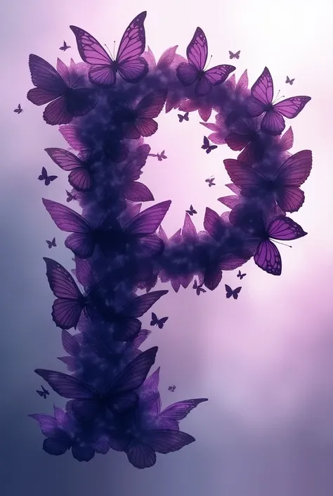 A P created by black and purple butterflies 
