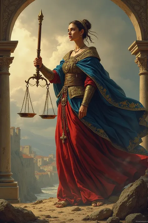 A poster about law with balanced justice and medieval style 
Written in sentence 
“Build a Future of Justice! 
Law is for those who want to make a difference .”